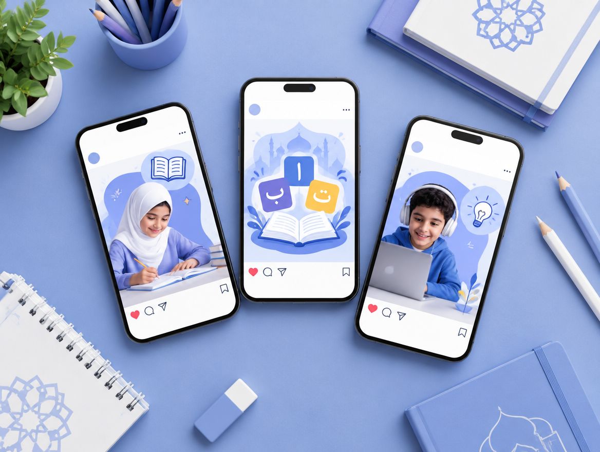 موبايلات عليها بوستات لتطبيق تعليم